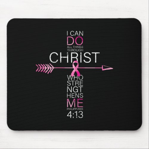 Pink Christian Breast Cancer Cross Religious Bible Mouse Pad