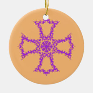 Pink Christian Cross Ceramic Ornament