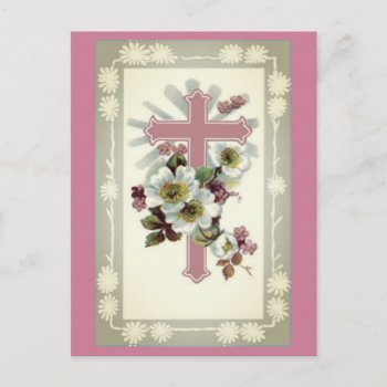 Pink Christian Cross Postcard by justcrosses at Zazzle