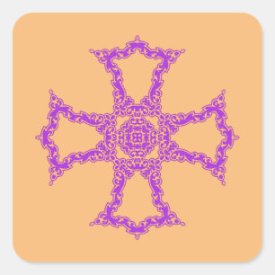 Pink Christian Cross Square Sticker