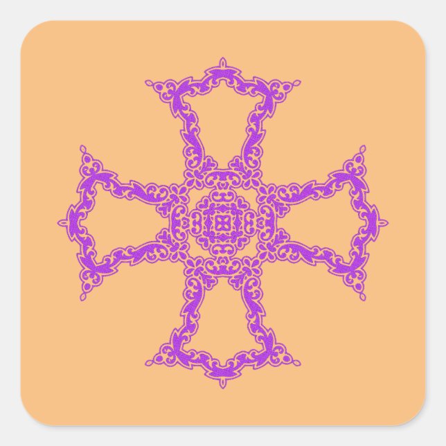 Pink Christian Cross Square Sticker (Front)