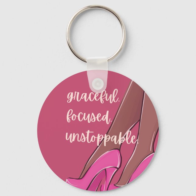 Pink Christian Graceful  inspirational Keychain (Front)