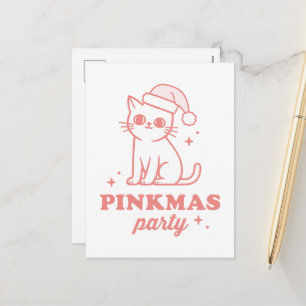 Pink Christmas aesthetic pinkmas party Holiday Postcard
