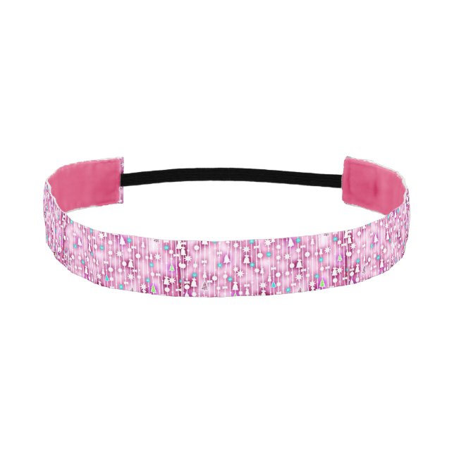 Pink Christmas Athletic Headband (Front)