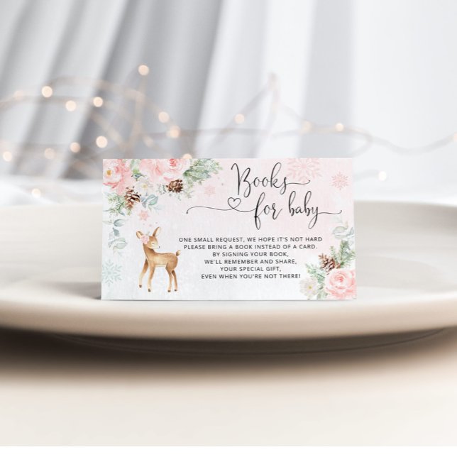 Pink christmas baby deer books for baby ticket enclosure card (Creator Uploaded)
