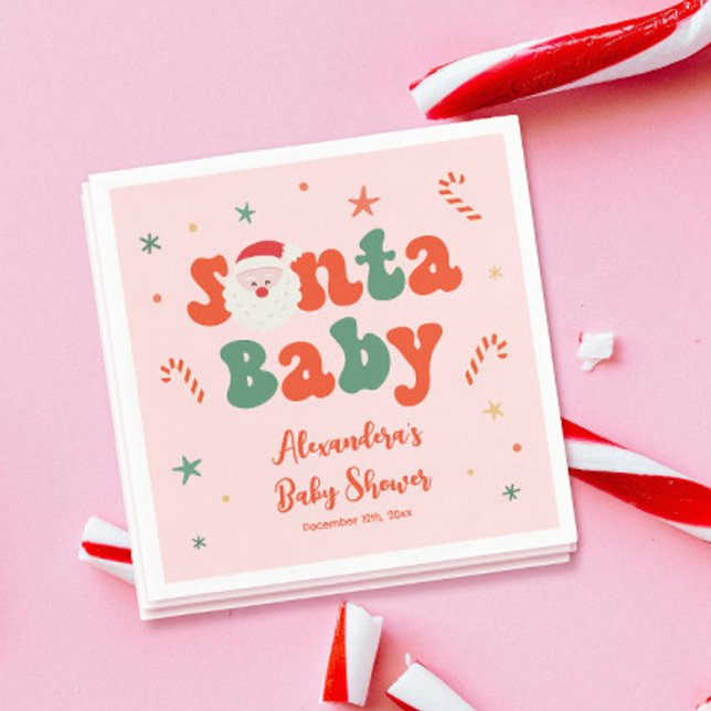 Pink Christmas Baby Girl Shower Napkins (Creator Uploaded)