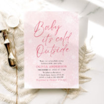 Pink Christmas Baby It's Cold Outside Baby Shower Invitation