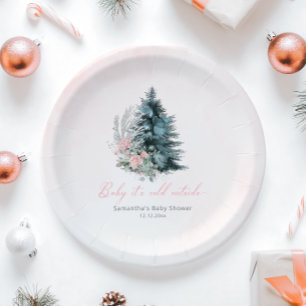 Pink Christmas Baby its cold outside  Paper Plates
