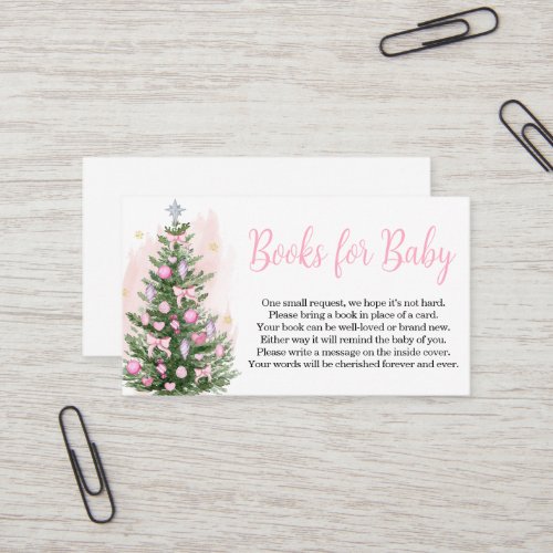Pink Christmas Baby Shower Books for Baby Business Card