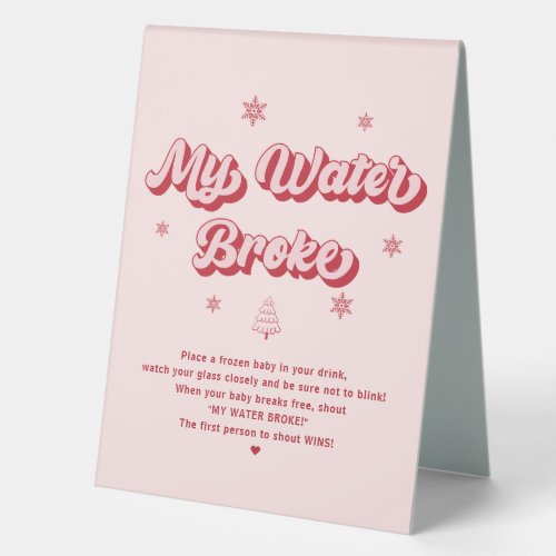 Pink Christmas Baby Shower Game Table Tent Sign