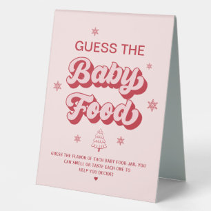 Pink Christmas Baby Shower Guess Baby Food Game Table Tent