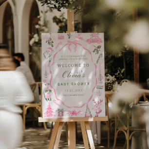 Pink Christmas Baby Shower Welcome Foam Board