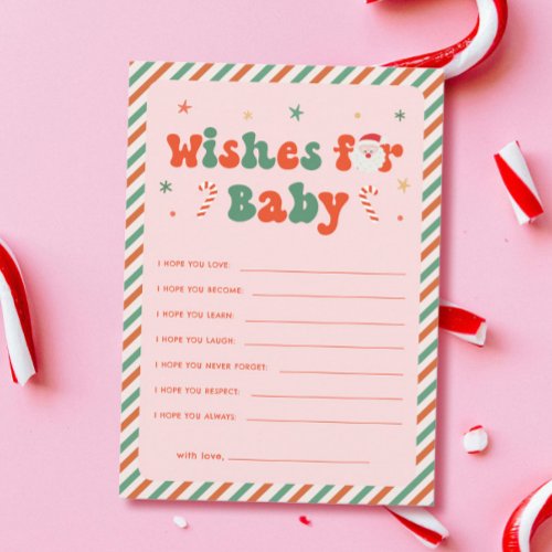 Pink Christmas Baby Shower Wishes for Baby Card