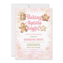 Pink Christmas Baking Spirits Bright Baking Party Invitation