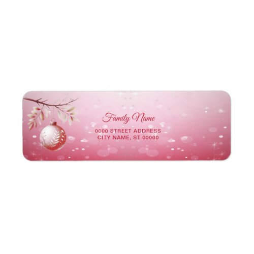 Pink Christmas Ball Return Address Label
