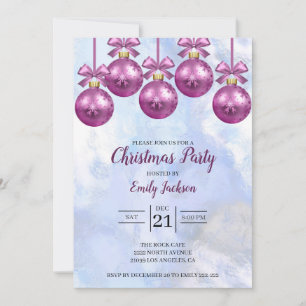 Pink Christmas Balls Invitation