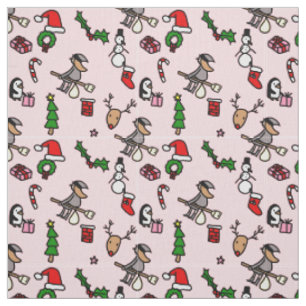 pink christmas befana fabric