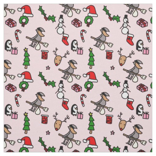 pink christmas befana fabric