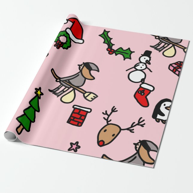 pink christmas befana wrapping paper (Unrolled)