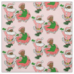  pink christmas black santa claus wife  fabric