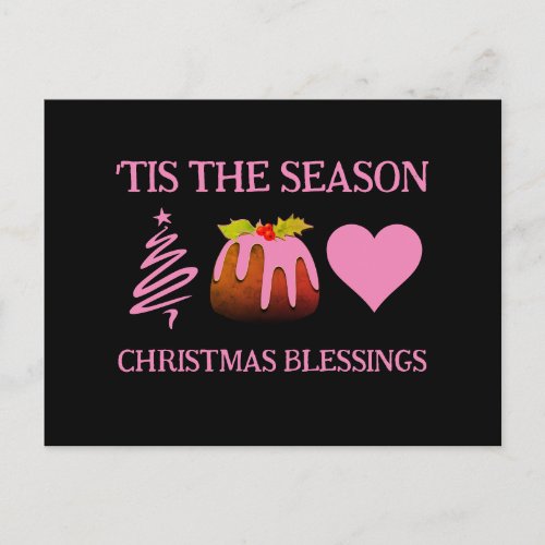 Pink CHRISTMAS BLESSINGS Postcard