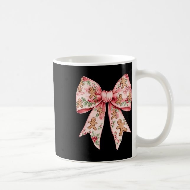 Pink Christmas Bow Coquette Xmas Gingerbread Women Coffee Mug (Right)