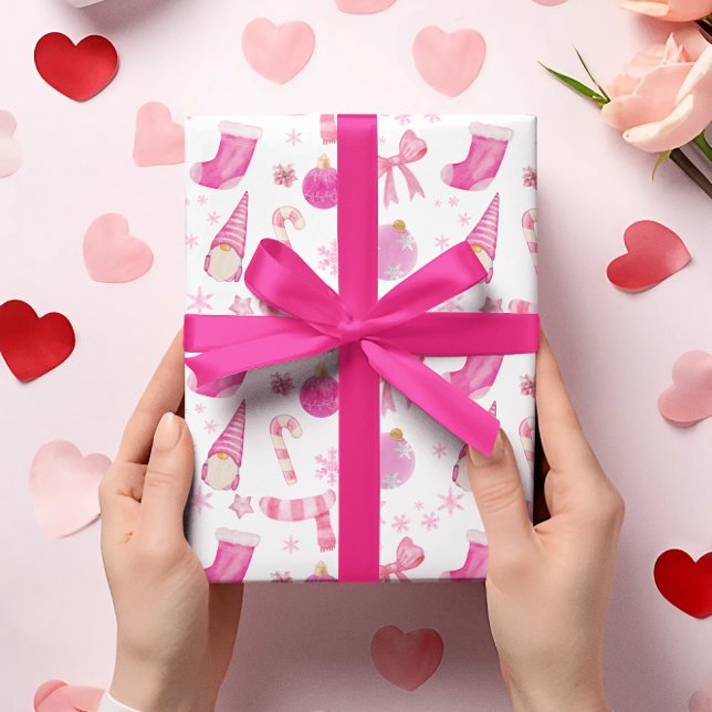 Pink Christmas Bow  & Snowflake Wrapping Paper (Creator Uploaded)