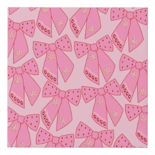 Pink Christmas Bows Faux Canvas Print