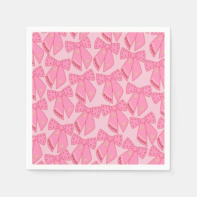 Pink Christmas Bows Napkins (Front)
