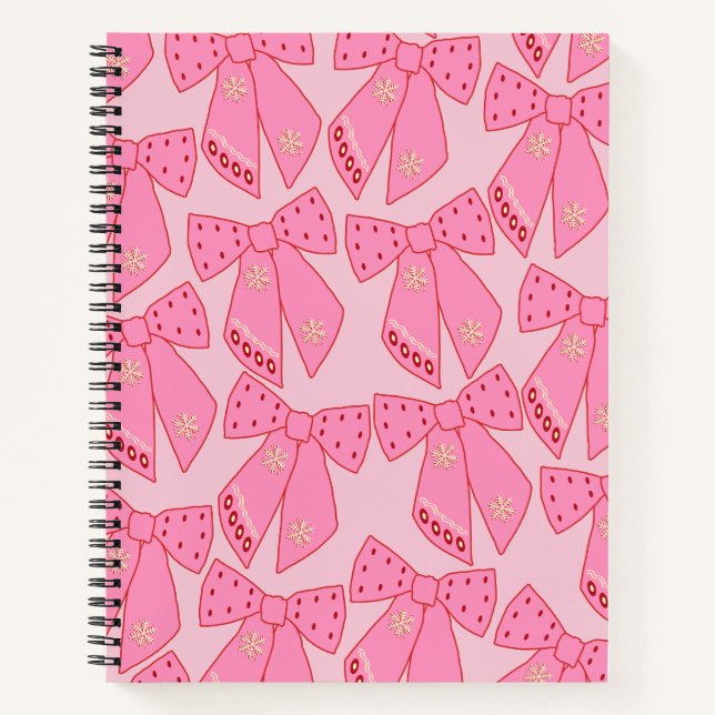 Pink Christmas Bows Notebook (Front)