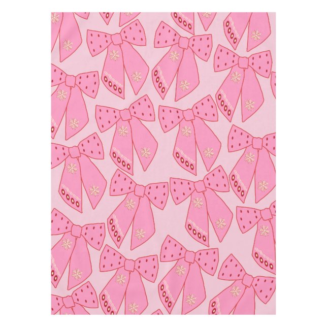 Pink Christmas Bows Tablecloth (Front)