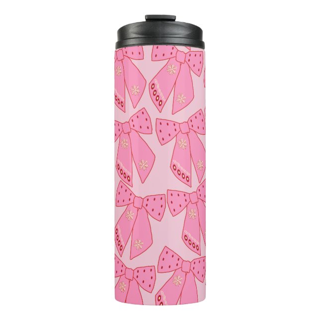 Pink Christmas Bows Thermal Tumbler (Front)