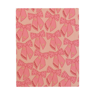 Pink Christmas Bows Wood Wall Art