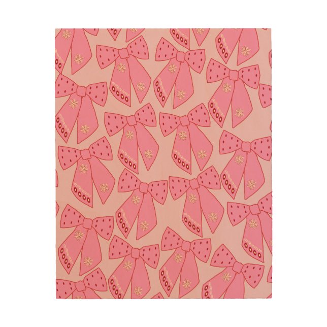 Pink Christmas Bows Wood Wall Art (Front)