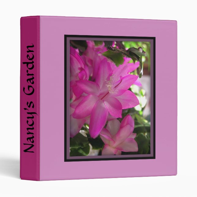 Pink Christmas Cactus  Personal Three Ring Binder (Front/Spine)