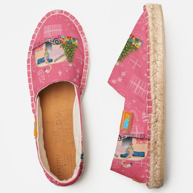 pink christmas camper trailer flamingo santa espadrilles (Side)