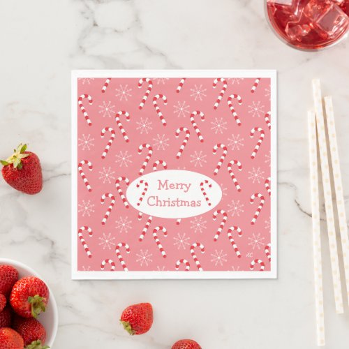 Pink Christmas Candy Paper Napkins