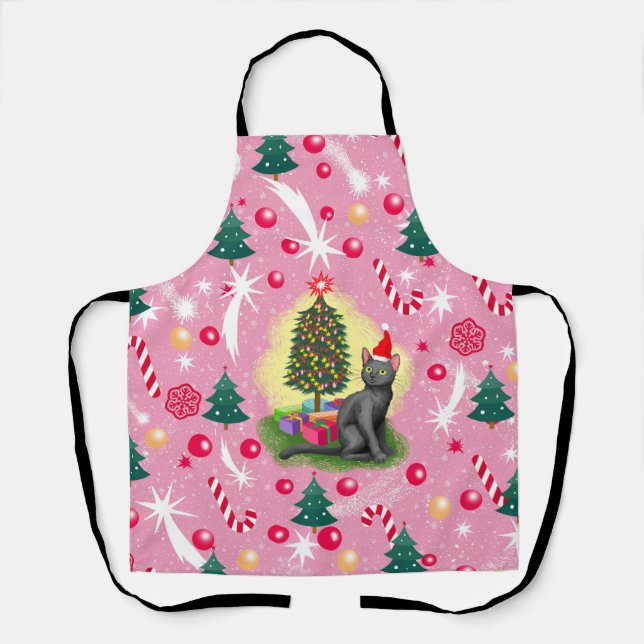 Pink Christmas Cat Apron (Front)