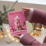 Pink Christmas Cat Lovers Ginger Kitten Holiday Card<br><div class="desc">This card is oozing with cuteness,  What is there not to like about a ginger cat dressed in a pink Christmas costume wishing you a happy holiday.</div>