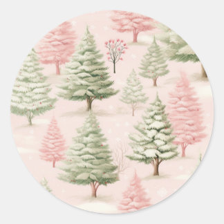 Pink Christmas  Classic Round Sticker