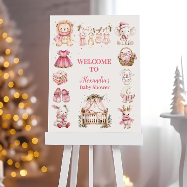 Pink Christmas Collage Baby Shower Foam Board (Creator Uploaded)