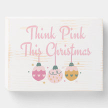 Pink Christmas Collection Wooden Box Sign