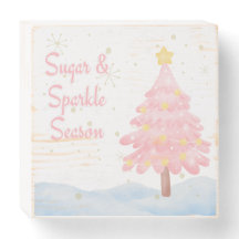 Pink Christmas Collection Wooden Box Sign