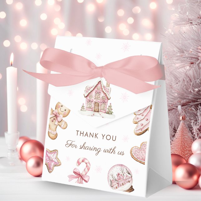 Pink Christmas Cookie Baby Shower Gift Favor Boxes (Creator Uploaded)
