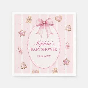 Pink Christmas Cookie Baby Shower Napkins