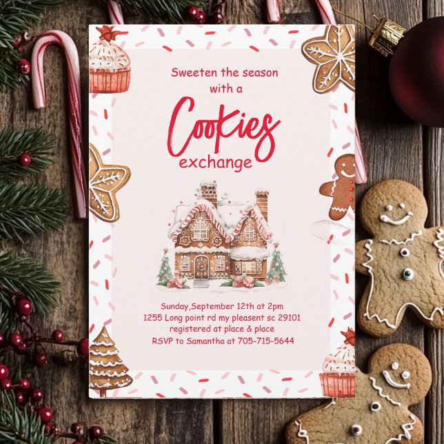 Pink Christmas Cookie Exchange | Colorful  Invitation (Creator Uploaded)
