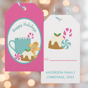 PINK CHRISTMAS COOKIES AND COCOA GIFT TAGS