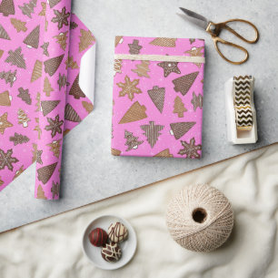 Pink Christmas Cookies  Wrapping Paper