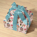 Pink Christmas Crew Six Photo Custom Gift Wrap<br><div class="desc">**Scroll down for photo How To!** This set of three sheets of gift wrap will delight your friends and family when you personalize it with the photos of your kids, parents, friends and even pets, putting the whole crazy cast of characters in silly holiday Santa and elf hats. There is...</div>