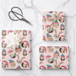 Pink Christmas Crew Six Photo Custom Gift Wrap<br><div class="desc">**Scroll down for photo How To!** This set of three sheets of gift wrap will delight your friends and family when you personalize it with the photos of your kids, parents, friends and even pets, putting the whole crazy cast of characters in silly holiday Santa and elf hats. There is...</div>